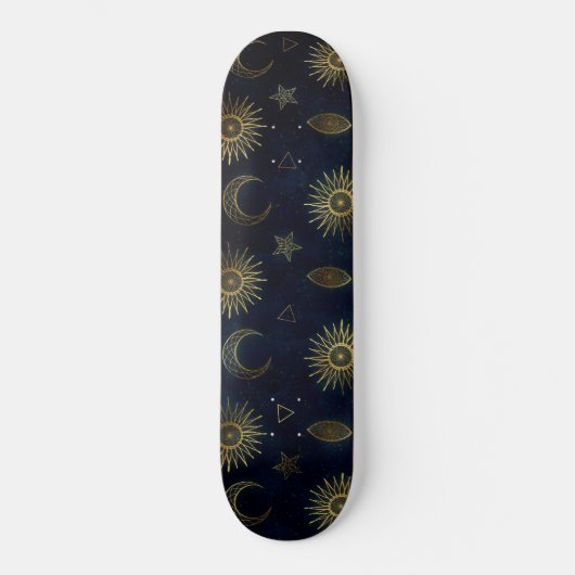 Skateboard Magic Gold Moon Sun Stars Dark Blue motif (Recto)