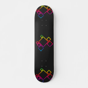Skateboard Magnifique Carrés colorés sur noir n° 1