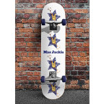 Skateboard Main Graffiti Edgy Rock Star<br><div class="desc">Né dans le rock. Un signe main cool en roche et rouleau en jaune et orange avec une étoile bleue. Ce design ludique et à thème rock a une ambiance pointue. Parfait pour les amateurs de rock. Personnalisez ce design avec votre propre texte ou même un nom pour le rendre...</div>