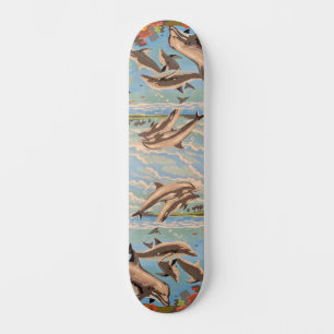 Skateboard Main Painted by Number Dolphins