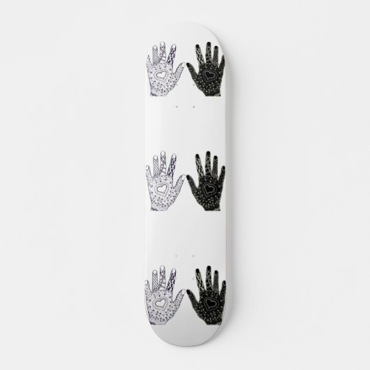 Skateboard Mains d'amitié noir et blanc (Devant)