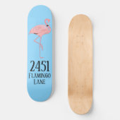 Skateboard Maison de plage unique Numéro Rue Nom Flamant rose (Recto)
