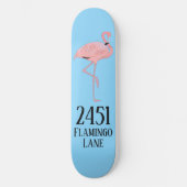 Skateboard Maison de plage unique Numéro Rue Nom Flamant rose (Recto)