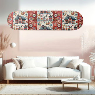 Skateboard Maison Villageoise Fantaisiste Art Populaire Nordi