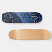 Skateboard Malachite Bleue Accents Dorés Luxe Chic Pierre Pré (Horz)