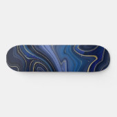 Skateboard Malachite Bleue Accents Dorés Luxe Chic Pierre Pré (Horz)