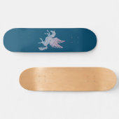 Skateboard Mandala bleu et rose Motif Unicorn Pegasus (Horz)