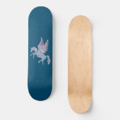 Skateboard Mandala bleu et rose Motif Unicorn Pegasus (Recto)