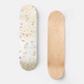 Skateboard Mandala envoûtant avec des étoiles d'or sur blanc (Recto)