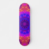 Skateboard Mandala Flower bleu rose et orange (Devant)