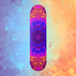 Skateboard Mandala Flower bleu rose et orange<br><div class="desc">Ce style mandala rétro est composé de bleu,  rose et orange. Des visuels amusants et vibrants pour tous ceux qui aiment les couleurs vives!</div>