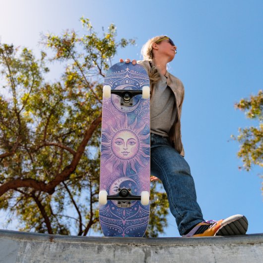 Skateboard Mandala Galaxie Nébuleuse Soleil & Lune Céleste (Extérieur 1)