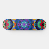 Skateboard Mandala Hexagonal Bleu Jaune Rouge et Vert (Horz)