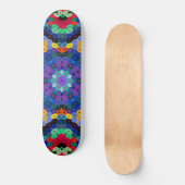 Skateboard Mandala Hexagonal Bleu Jaune Rouge et Vert (Recto)
