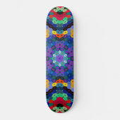 Skateboard Mandala Hexagonal Bleu Jaune Rouge et Vert (Recto)