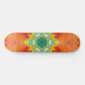 Skateboard Mandala Hexagonal Orange Jaune Rouge et Bleu (Horz)