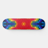 Skateboard Mandala Hexagonal Rouge Jaune et Bleu (Horz)