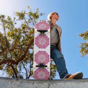 Skateboard mandala rose mignon