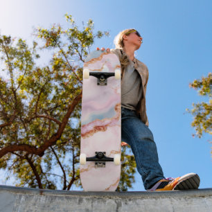 Skateboard Marble Agate tendance Blue Rose Gold Collection