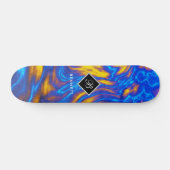 Skateboard Marbre Abstrait jaune bleu violet liquide (Horz)