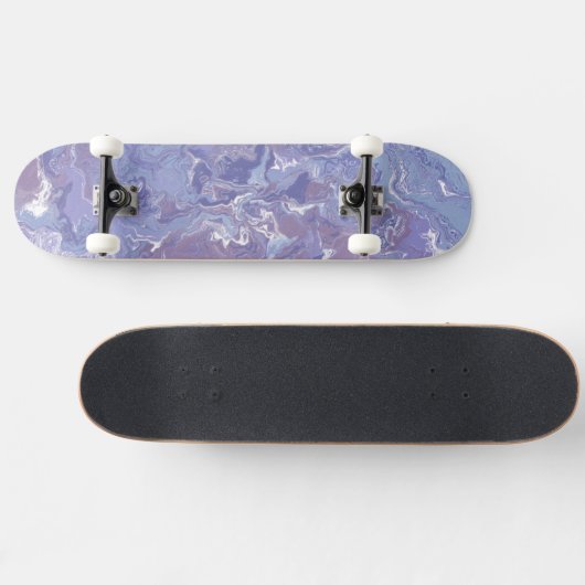 Skateboard Marbre Abstrait numérique Boho Eclectique doux vio (Horz)