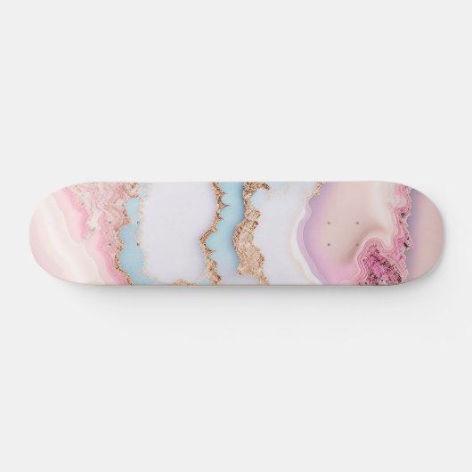 Skateboard Marbre Agate Populaire Blue Rose Gold Collection (Horz)
