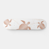 Skateboard Marbre blanc de la tortue d'or rose  (Horz)