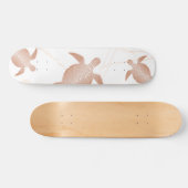 Skateboard Marbre blanc de la tortue d'or rose  (Horz)
