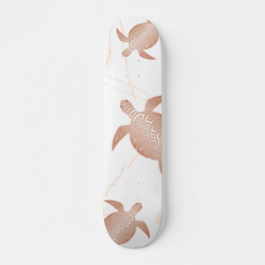 Skateboard Marbre blanc de la tortue d'or rose  (Devant)
