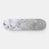 Skateboard Marbre blanc Ombre de Parties scintillant argenté (Horz)