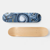 Skateboard Marbre bleu, blanc et or Art fluo (Horz)