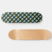 Skateboard Marbre brisé abstrait art moderne blanc vert (Horz)