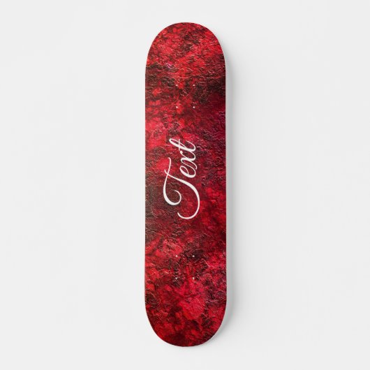 Skateboard marbre de pierre Abstraite texturé rouge, écarlate (Devant)