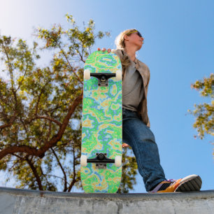 Skateboard Marbre de voyage à l'acide néon