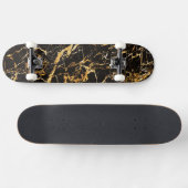 Skateboard Marbre d'or et de noir (complet avec camions et ro (Horz)