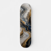 Skateboard Marbre doré de luxe Canyon Abstrait 3D (Devant)