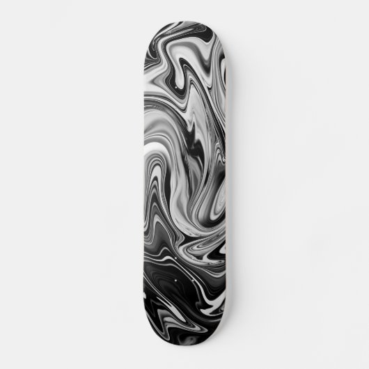 Skateboard Marbre élégant 7 - Noir et blanc liquide (Recto)