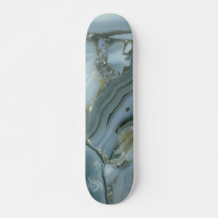 Skateboard Marbre gris bleu avec Veine or