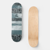 Skateboard Marbre léopard pailleté rayures Glam 2 (Recto)