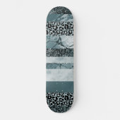 Skateboard Marbre léopard pailleté rayures Glam 2 (Recto)