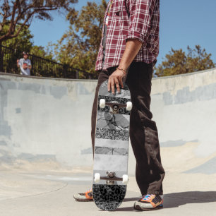 Skateboard Marbre léopard paillettes rayures Glam 4