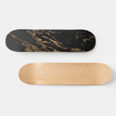 Skateboard Marbre noir élégant faux or (Horz)