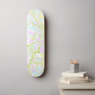 Skateboard Marbre Pastel Coloré Lumineux Rétro Boho Trippy