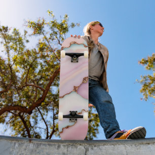 Skateboard Marbre rose clair Agate Collection moderne