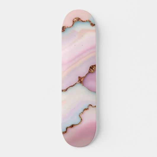 Skateboard Marbre rose clair Agate Collection moderne (Devant)