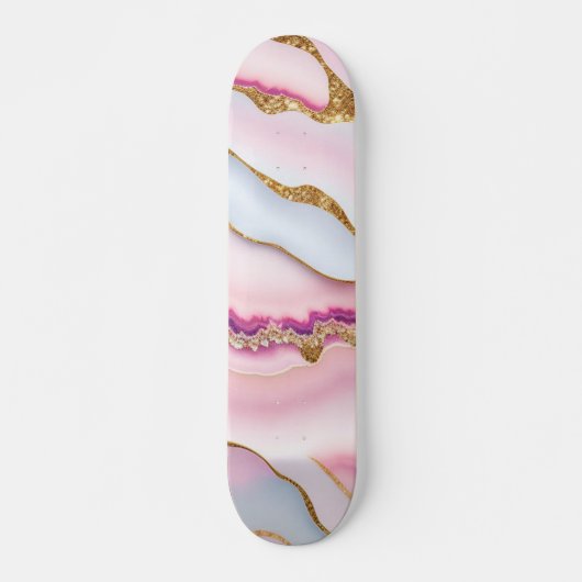 Skateboard Marbre rose clair Agate Collection tendance (Devant)