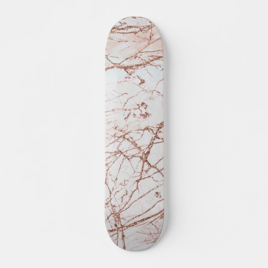Skateboard Marbre rose de parties scintillantes d'or de faux (Devant)