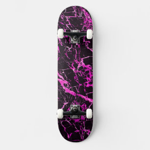Skateboard Marbre rose et noir (complet avec camions et roues