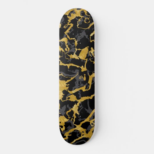 Skateboard Marbre sauvage 8 - Noir et Or, Gris (Recto)