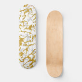 Skateboard Marbre sauvage 9 - Blanc et or, gris (Recto)